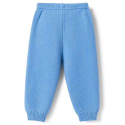 Babyhug Knit Full Sleeves Striped Front Open Sweater Set - Light Blue