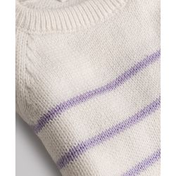 Babyhug Knit Full Raglan Sleeves  Sweater Set with Stripes - White