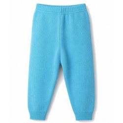 Babyhug Knit Full Sleeves Striped Sweater Set with Bear Design - Light Blue