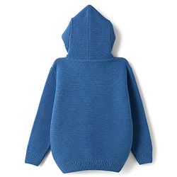 Babyhug Knit Full Sleeves Hooded Sweater Set With Paw Patch - Blue