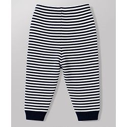 Babyhug Knit Full Sleeves Sweater Set with Stripes - Navy