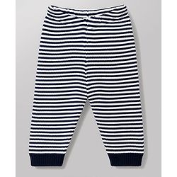 Babyhug Knit Full Sleeves Sweater Set with Stripes - Navy