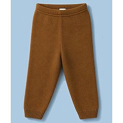 Babyhug Knit Full Sleeves Colour Block Striped Sweater Set - Brown