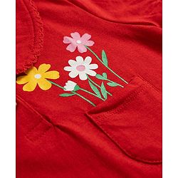 Babyhug 100% Cotton Knit Half Sleeves Floral Printed Polo T-Shirt - Red