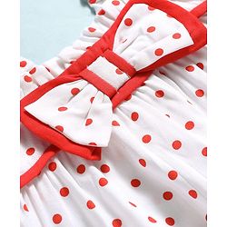 Babyhug Cotton Woven Sleeveless Polka Dots Printed Top With Bow Applique Multi Color 6-9 Months