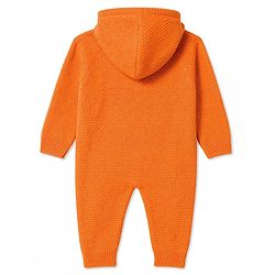 Babyhug Knitted Raglan Sleeves Hooded Winter Wear Romper - Orange