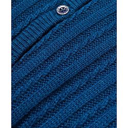 Babyhug Knitted Raglan Sleeves Hooded Winter Wear Romper - Navy Blue