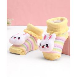 Cute Walk by Babyhug Socks With Large Bunny Applique - Yellow