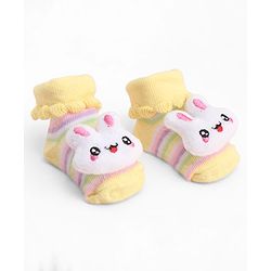 Cute Walk by Babyhug Socks With Large Bunny Applique - Yellow