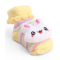 Cute Walk by Babyhug Socks With Large Bunny Applique - Yellow