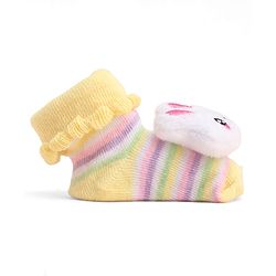 Cute Walk by Babyhug Socks With Large Bunny Applique - Yellow