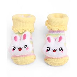 Cute Walk by Babyhug Socks With Large Bunny Applique - Yellow