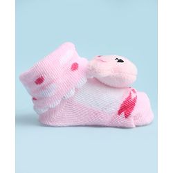 Cute Walk by Babyhug Socks With Large  Baer Applique - Pink