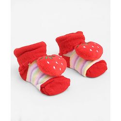 Cute Walk by Babyhug Socks With Large Strawberry Applique - Red