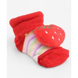 Cute Walk by Babyhug Socks With Large Strawberry Applique - Red