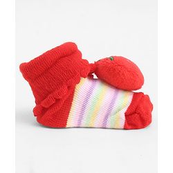 Cute Walk by Babyhug Socks With Large Strawberry Applique - Red