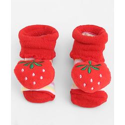 Cute Walk by Babyhug Socks With Large Strawberry Applique - Red
