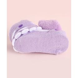 Cute Walk by Babyhug Fabric Socks Shoes With Large Hello Kitty Applique - Purple