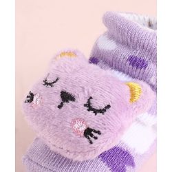 Cute Walk by Babyhug Fabric Socks Shoes With Large Hello Kitty Applique - Purple