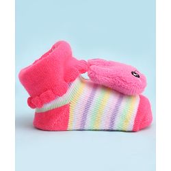 Cute Walk by Babyhug Socks With Large Bunny Applique - Dark Pink