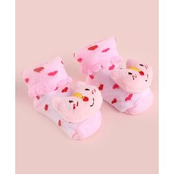Cute Walk by Babyhug Fabric Socks Shoes With Large Hello Kitty Applique - Pink