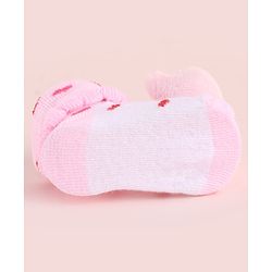 Cute Walk by Babyhug Fabric Socks Shoes With Large Hello Kitty Applique - Pink