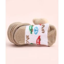 Cute Walk by Babyhug Socks With Large Bear Applique - Tan