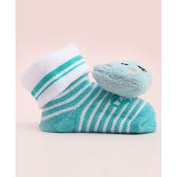 Cute Walk by Babyhug Socks With Large Bear Applique - Aqua