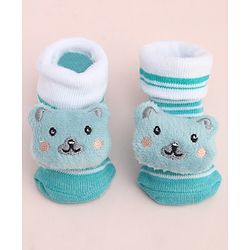 Cute Walk by Babyhug Socks With Large Bear Applique - Aqua