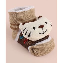 Cute Walk by Babyhug Socks With Large Cub Applique - Tan