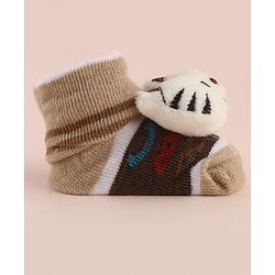 Cute Walk by Babyhug Socks With Large Cub Applique - Tan