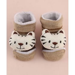Cute Walk by Babyhug Socks With Large Cub Applique - Tan