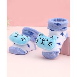 Cute Walk by Babyhug Socks with Large Kitty Applique - Purple