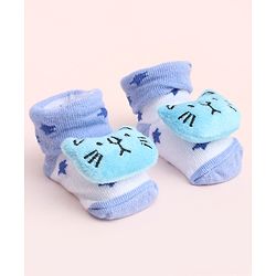 Cute Walk by Babyhug Socks with Large Kitty Applique - Purple