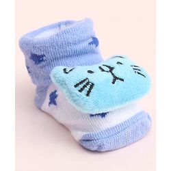 Cute Walk by Babyhug Socks with Large Kitty Applique - Purple