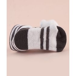 Cute Walk by Babyhug Socks with Large Panda Applique with Stripes & Vehicle Design - Black