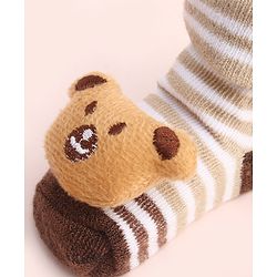 Cute Walk by Babyhug Socks With Large Bear Applique -Tan