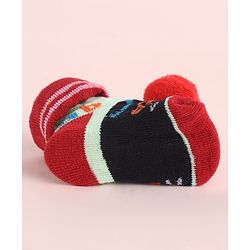 Cute Walk by Babyhug Fabric Socks Shoes With Alphabet Large Bird Applique - Red
