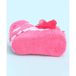 Cute Walk by Babyhug Socks With Large Floral Applique - Dark Pink
