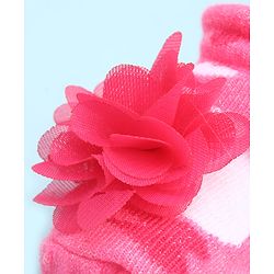 Cute Walk by Babyhug Socks With Large Floral Applique - Dark Pink