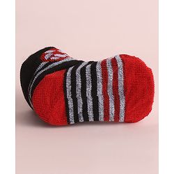 Cute Walk by Babyhug Fabric Striped Socks Shoes With Large Football Applique - Black