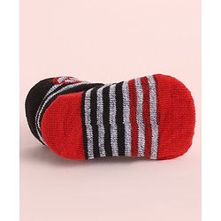 Cute Walk by Babyhug Fabric Striped Socks Shoes With Large Football Applique - Black