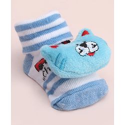 Cute Walk by Babyhug Socks With Large Kitten Applique - Light Blue