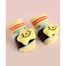 Cute Walk by Babyhug Fabric Socks Shoes With Large Star Applique - Yellow
