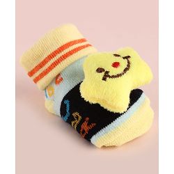 Cute Walk by Babyhug Fabric Socks Shoes With Large Star Applique - Yellow