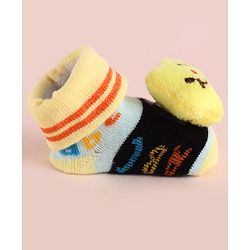 Cute Walk by Babyhug Fabric Socks Shoes With Large Star Applique - Yellow
