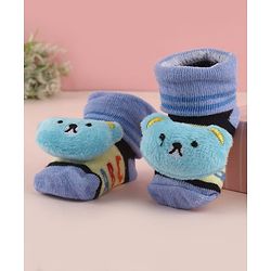 Cute Walk by Babyhug Socks With Large Bear Applique - Blue