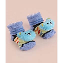 Cute Walk by Babyhug Socks With Large Bear Applique - Blue