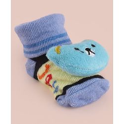Cute Walk by Babyhug Socks With Large Bear Applique - Blue
