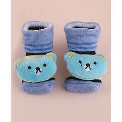 Cute Walk by Babyhug Socks With Large Bear Applique - Blue